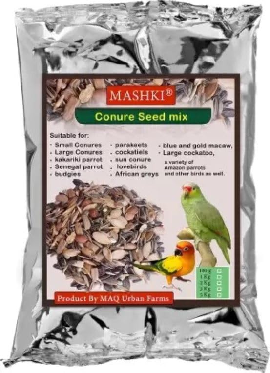 MASHKI Conure Seed Mix All Life Stage Mix Seeds Daily Bird Food Natural Nutrition Diet Food (1 Kg),All Life Stages, 1 Count - Image 1