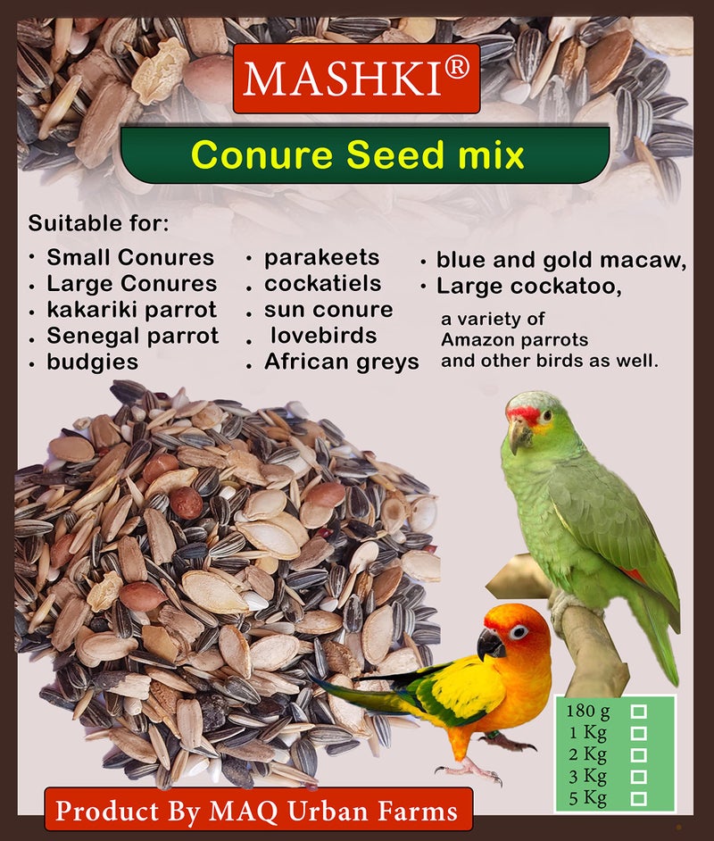 MASHKI Conure Seed Mix All Life Stage Mix Seeds Daily Bird Food Natural Nutrition Diet Food (1 Kg),All Life Stages, 1 Count - Image 2