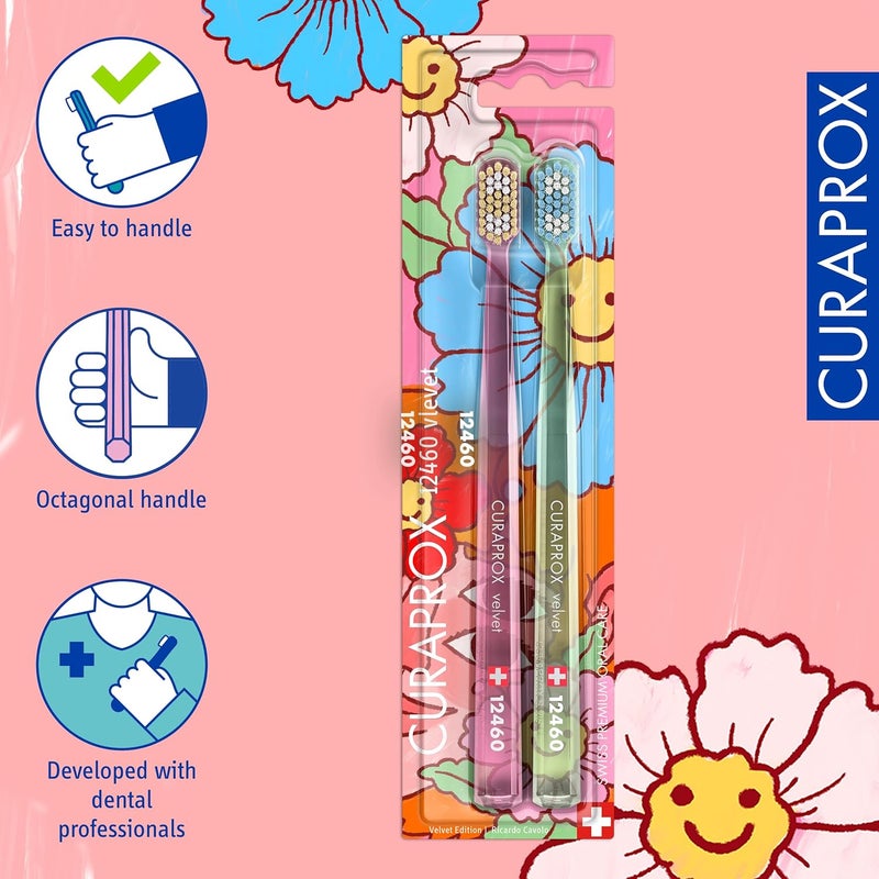 CURAPROX CS 12460 Velvet 2025 Toothbrush, 2 Pack I Limited Edition Ultra-Soft Toothbrush with 12,460 Bristles I Gentle, Non-Irritating Cleaning for Sensitive Teeth & Gums I Made in Switzerland - Image 4
