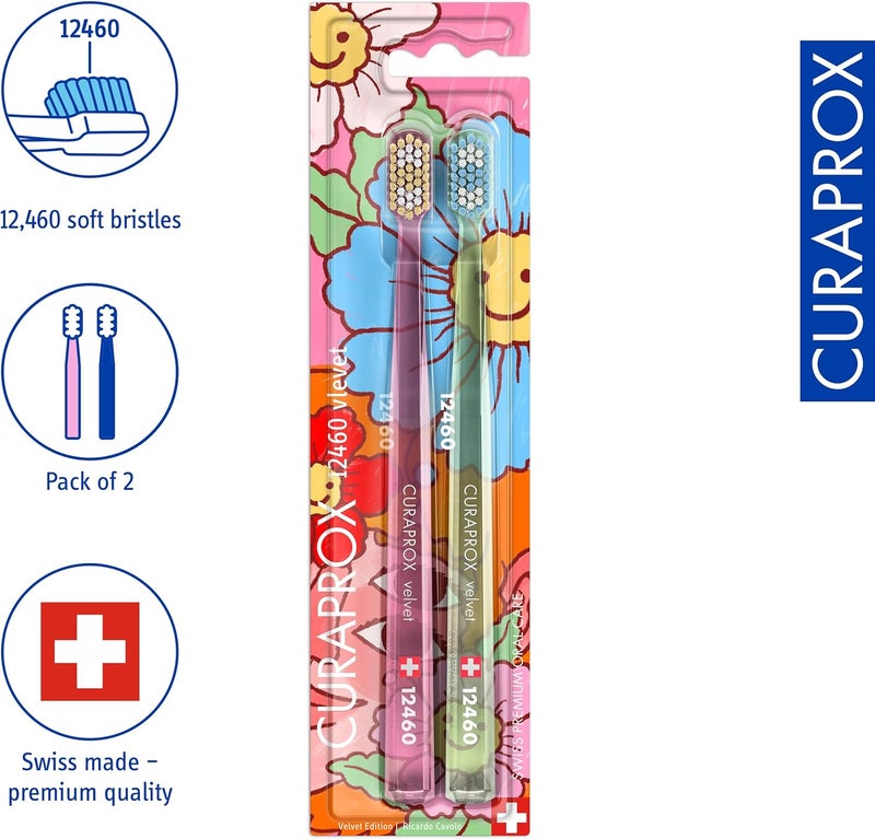CURAPROX CS 12460 Velvet 2025 Toothbrush, 2 Pack I Limited Edition Ultra-Soft Toothbrush with 12,460 Bristles I Gentle, Non-Irritating Cleaning for Sensitive Teeth & Gums I Made in Switzerland - Image 2