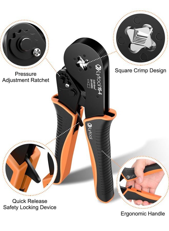 Lytool Ferrule Crimping Tool Kit, Square Wire Ferrule Crimper Plier AWG 28-5, Wire Ferrule Kit with Ratchet Crimper Pliers and 1200 PCS Single & Dual Ferrule Connectors Wire Ferrules Terminals Kit - Image 2