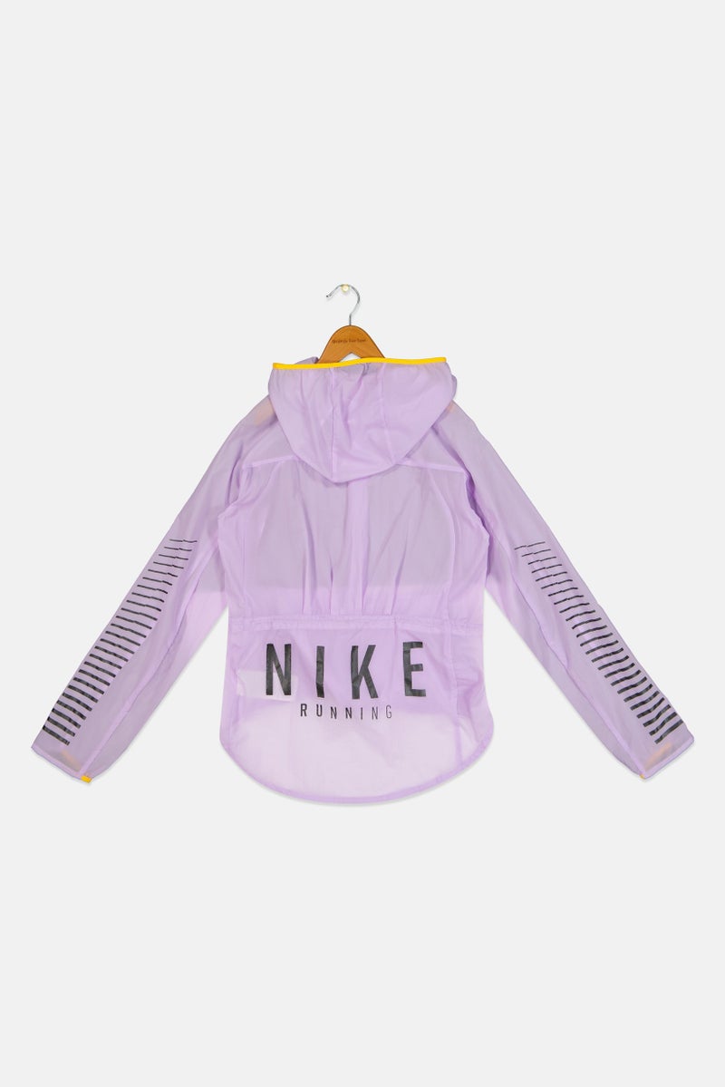 Nike Kids Girl Brand Logo Hooded Windbreaker Running Jacket, Lilac - Image 3