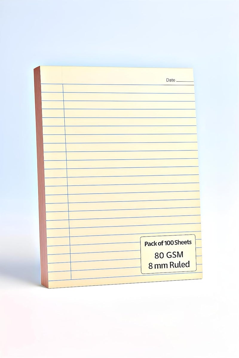 OPENFIRST ® A4 Royal Cream Ruled Assignment Sheets – 80 GSM Premium Ultra Smooth Paper | Single Side Ruled | Ideal for School, Office, Notes, Projects & more (Pack of 100) - Image 1