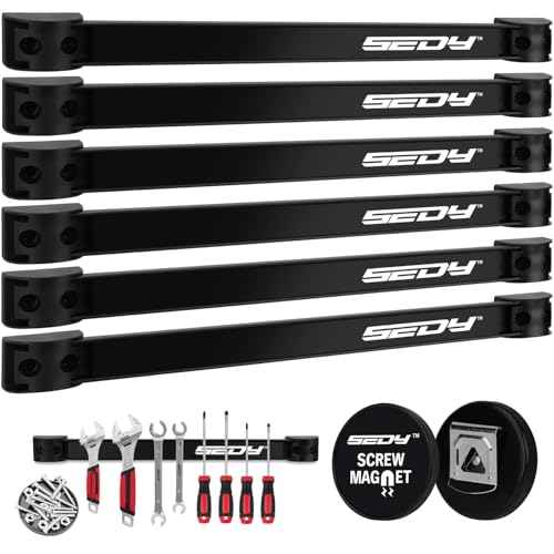 SEDY 7-Piece 12" Magnetic Tool Holder Storage Organizer, Garage Wall Mount Rack Organization Strip Power Magnet Organizers Mounted Workbench Board Slatwall Van Hanger - Image 1