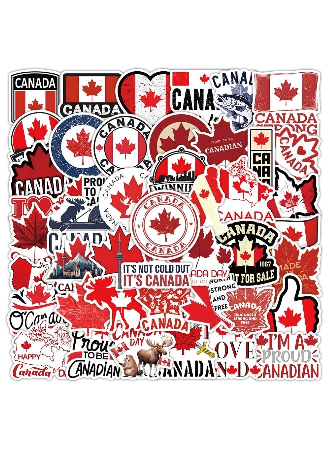 قوس قزح أورينبو ملصقات كندا، 50 قطعة من ملصقات السفر الكندية العصرية المصنوعة من الفينيل لزجاجة المياه والأمتعة والكمبيوتر المحمول ولوح التزلج والسيارات والخوذة والهاتف والحاسوب، ملصقات عطلات مضحكة مقاومة للماء للمراهقين والفتيات والبالغين - Image 1
