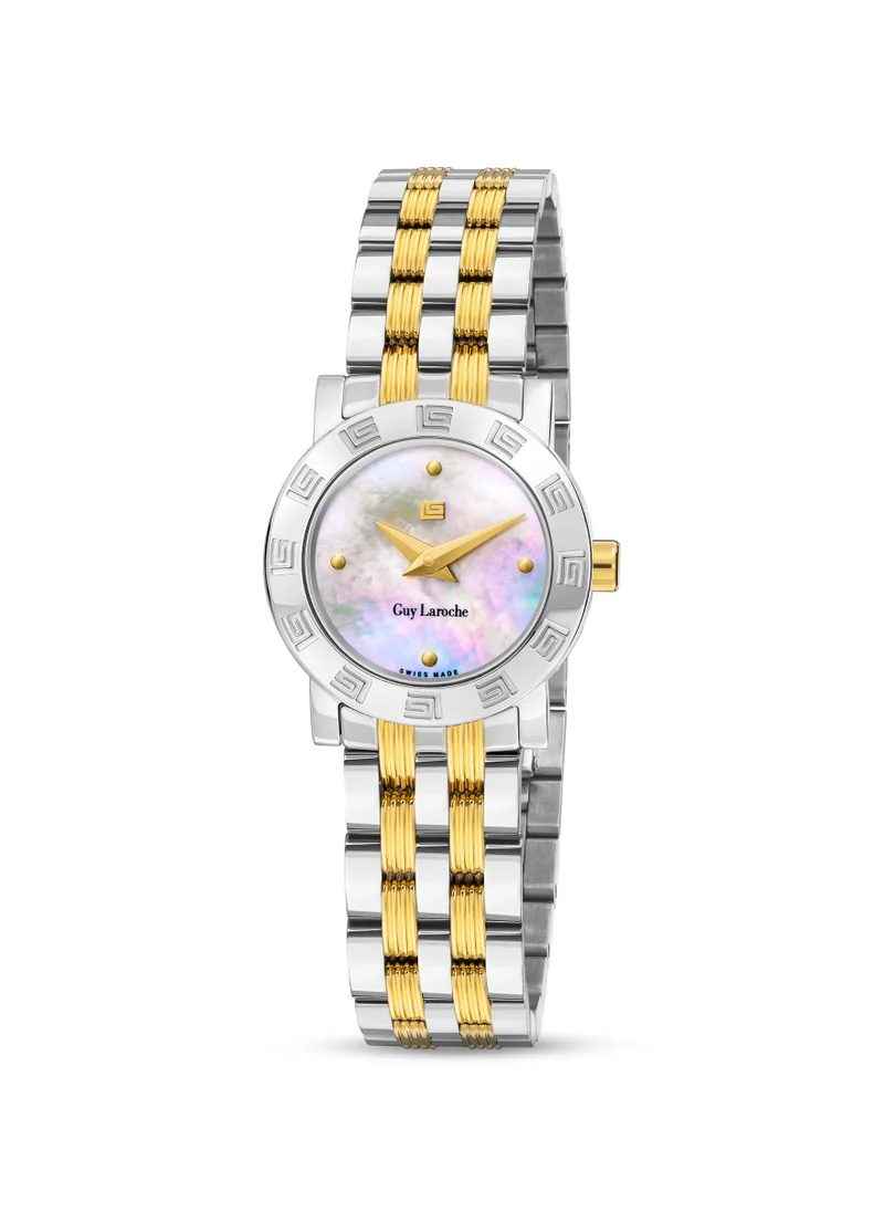 غاي لاروش Alex Watch for Women with Silver and Gold Stainless Steel Bracelet 22 mm 5 Atm