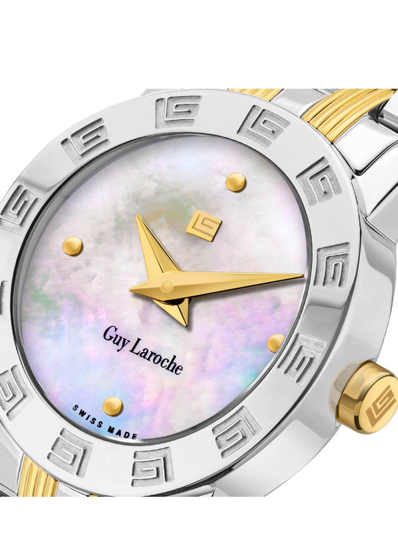 Guy Laroche Alex Watch for Women with Silver and Gold Stainless Steel Bracelet 22 mm 5 Atm  - Image 4