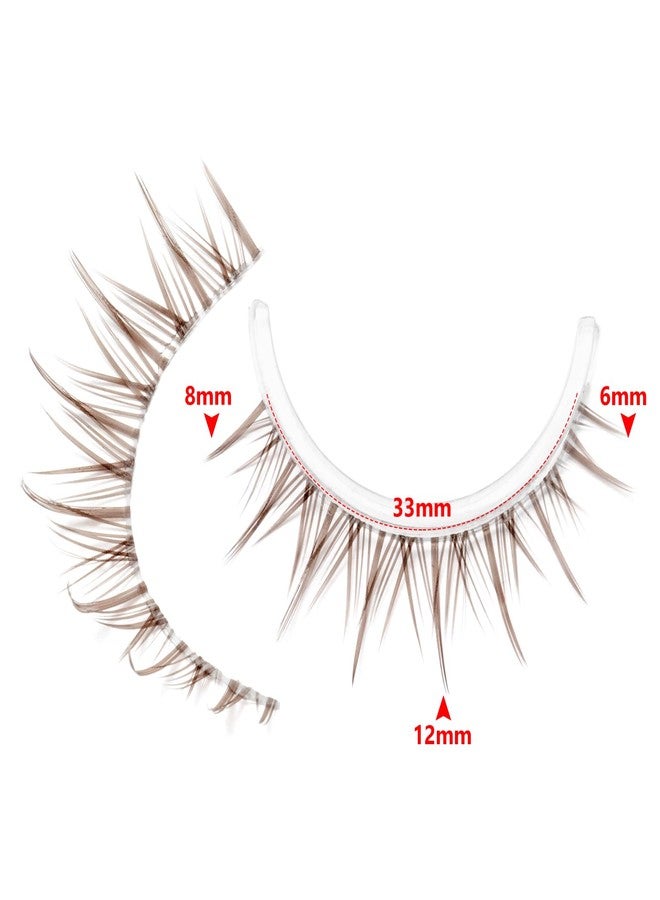 outopen 10 Pairs Brown Lashes Clear Band Brown Manga Lashes Japanese Anime Cosplay Eyelashes Asian False Eyelashes Natural Look Like Individual Clusters(A14-Asian Style | 8-12mm) - Image 2