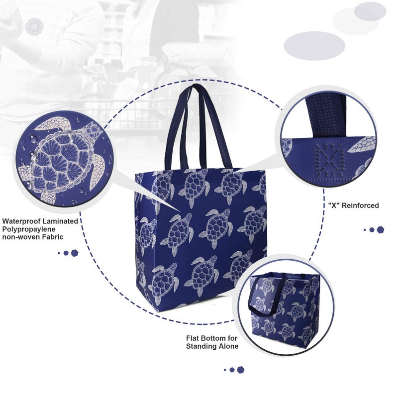 BeeGreen Animal Reusable Grocery Bags - W13*H13*D7 6 Packs Lightweight Shopping Totes with Long Handles, Water Resistant,Durable and Portable - Perfect for Groceries, Supermarket, Gifts, and More - Image 4