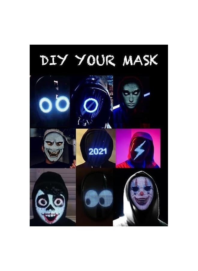 The Bros Face LED Mask with Bluetooth Programmable | LED Halloween Mask Digital Luminous Mask for Costume, 2024 Updated | Led Mask with Bluetooth-compatible App Controlled,Customizable Shining Mask  - Image 5