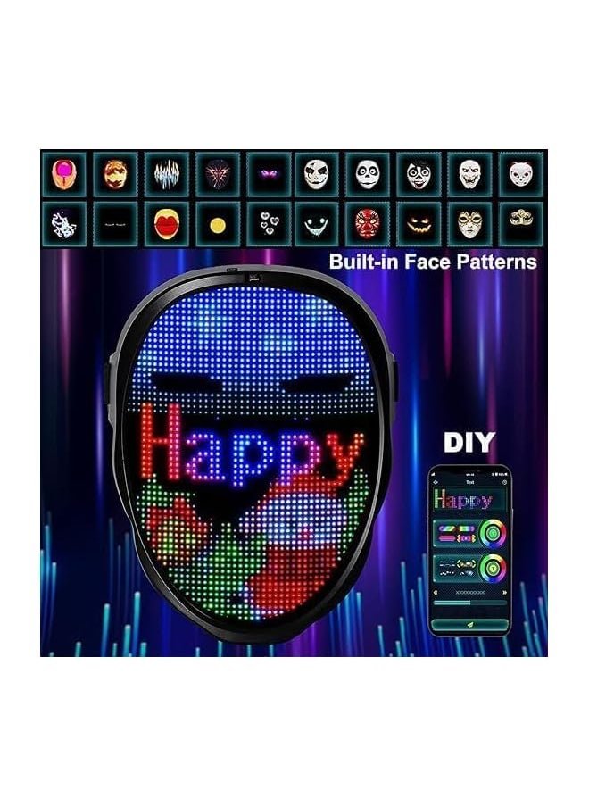 The Bros Face LED Mask with Bluetooth Programmable | LED Halloween Mask Digital Luminous Mask for Costume, 2024 Updated | Led Mask with Bluetooth-compatible App Controlled,Customizable Shining Mask  - Image 2