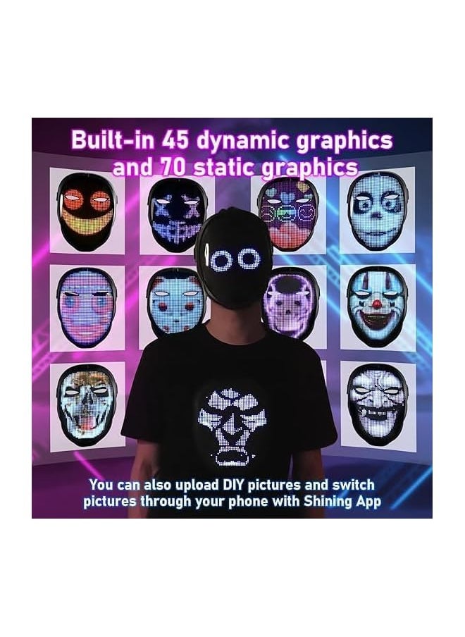 The Bros Face LED Mask with Bluetooth Programmable | LED Halloween Mask Digital Luminous Mask for Costume, 2024 Updated | Led Mask with Bluetooth-compatible App Controlled,Customizable Shining Mask  - Image 4
