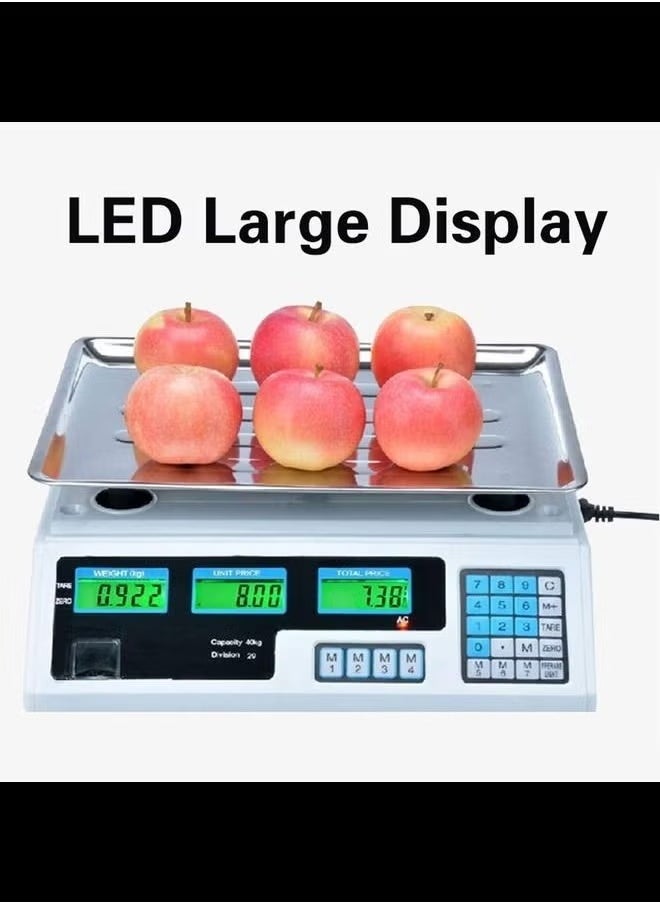 Generic - Highly Efficient 66lb/40kg Digital Price Computing Scale for Commercial Use, Dual LCD Display, Stainless Steel Platform, Rechargeable Battery, Ideal for Fruits, Vegetables, Meat, and Produce - Image 1