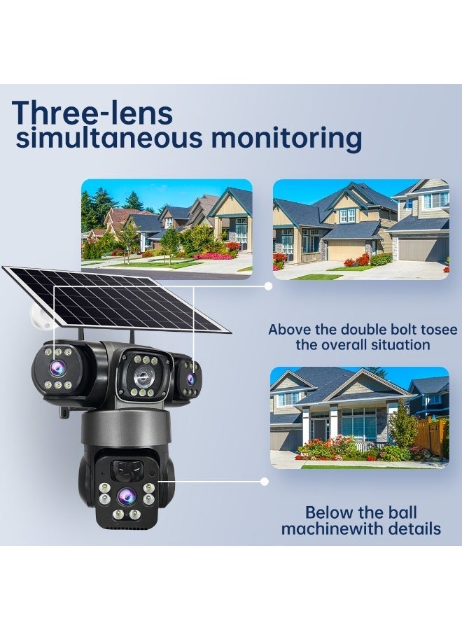 SUPER 5 6K 12MP 4G SIM Solar Camera Outdoor 3 Lens 3 Screen Surveillance CCTV PTZ Human Detect Auto Tracking Solar Security Camera V380 - Image 5