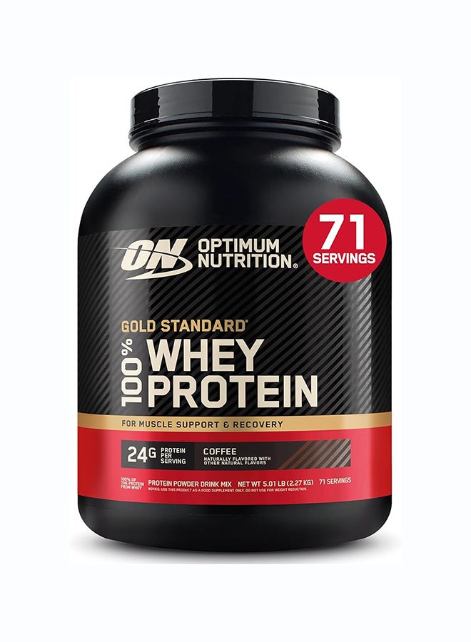 Optimum Nutrition Gold Standard 100% Whey Protein Powder, Coffee, Whey Protein Powder Primary Source Isolate, 24 Grams of Protein for Muscle Support and Recovery 5 Pound 71 Servings (2.27 KG) - Image 1