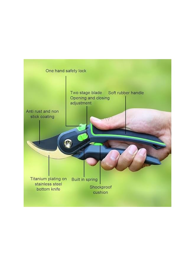 promass Pruning Scissors Gardening, Rust Proof Heavy Duty Gardening Scissors, Gardening Tree Trimmers Secateurs Clipping Shears for Gardener's, Garden Cutter Flower Shears Hand, Garden Pruners - Image 2