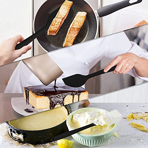 we3 Multi Purpose Heat Resistance Silicone Spatula Turner Non-Stick Silicone Kitchen Tools FDA Approved Piece of 2 Black|Spatula M 20.6cm - Image 2