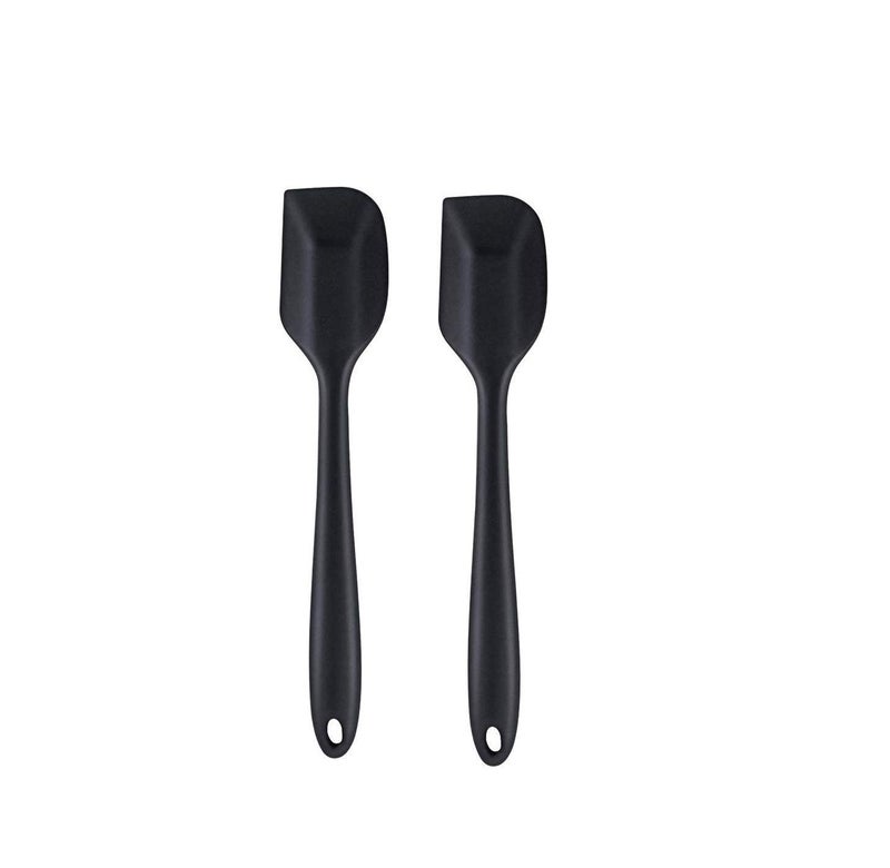 we3 Multi Purpose Heat Resistance Silicone Spatula Turner Non-Stick Silicone Kitchen Tools FDA Approved Piece of 2 Black|Spatula M 20.6cm - Image 1