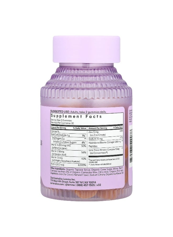 Lemme Lemme, Glow, Hair, Skin & Nails Gummies, Peach, 60 Gummies  - Image 2