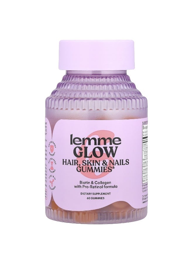 Lemme Lemme, Glow, Hair, Skin & Nails Gummies, Peach, 60 Gummies  - Image 1