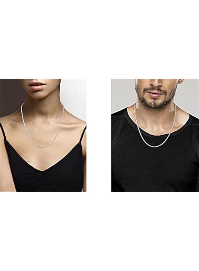 Arabest Solid 925 Sterling Silver, 18Kt Gold Plated Italian 2.5mm Franco Square Box Link Chain Necklace for Men, Made in Italy - Image 4