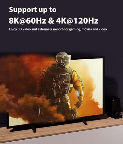 DGHUMEN 100FT Fiber Optic HDMI Cable 8K with Hard Wear Nylon Braided HDMI 2.1 Cord, Supports 8K@60Hz 4K@120Hz Ultra High Speed 48Gbps Dynamic HDR, Male-to-Male - Image 2