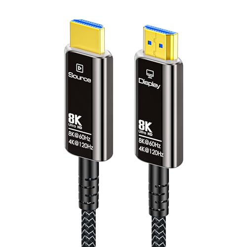 DGHUMEN 100FT Fiber Optic HDMI Cable 8K with Hard Wear Nylon Braided HDMI 2.1 Cord, Supports 8K@60Hz 4K@120Hz Ultra High Speed 48Gbps Dynamic HDR, Male-to-Male - Image 5