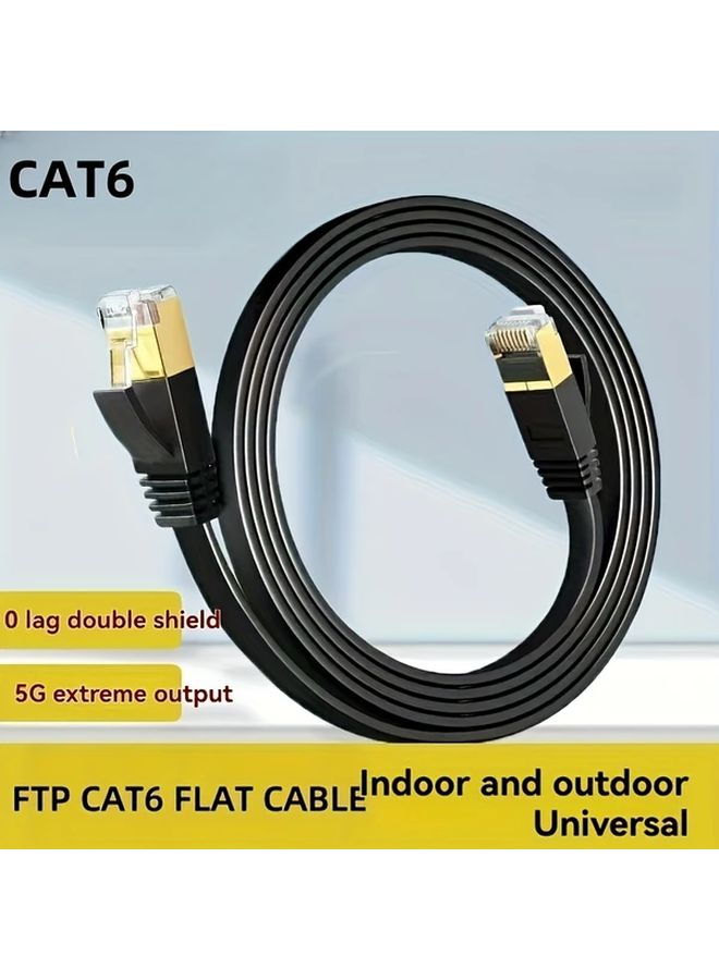 كابل إيثرنت Cat6 بطول 780 بوصة (19.8 متر) مسطح عالي السرعة للاستخدام الخارجي والداخلي، مع توصيل كريستالي للراوتر والموديم والمحول. - Image 1