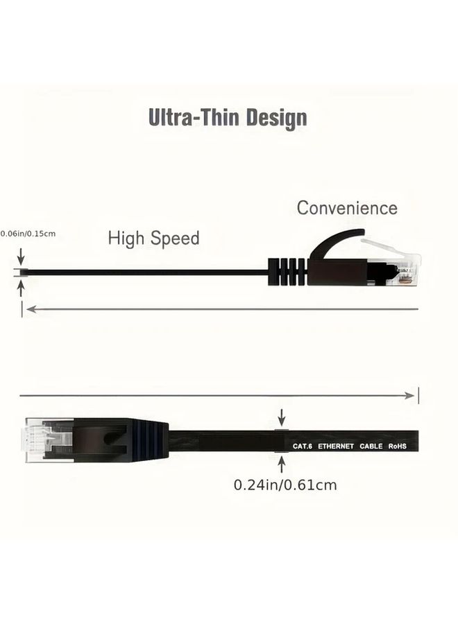 كابل إيثرنت Cat6 بطول 780 بوصة (19.8 متر) مسطح عالي السرعة للاستخدام الخارجي والداخلي، مع توصيل كريستالي للراوتر والموديم والمحول. - Image 2