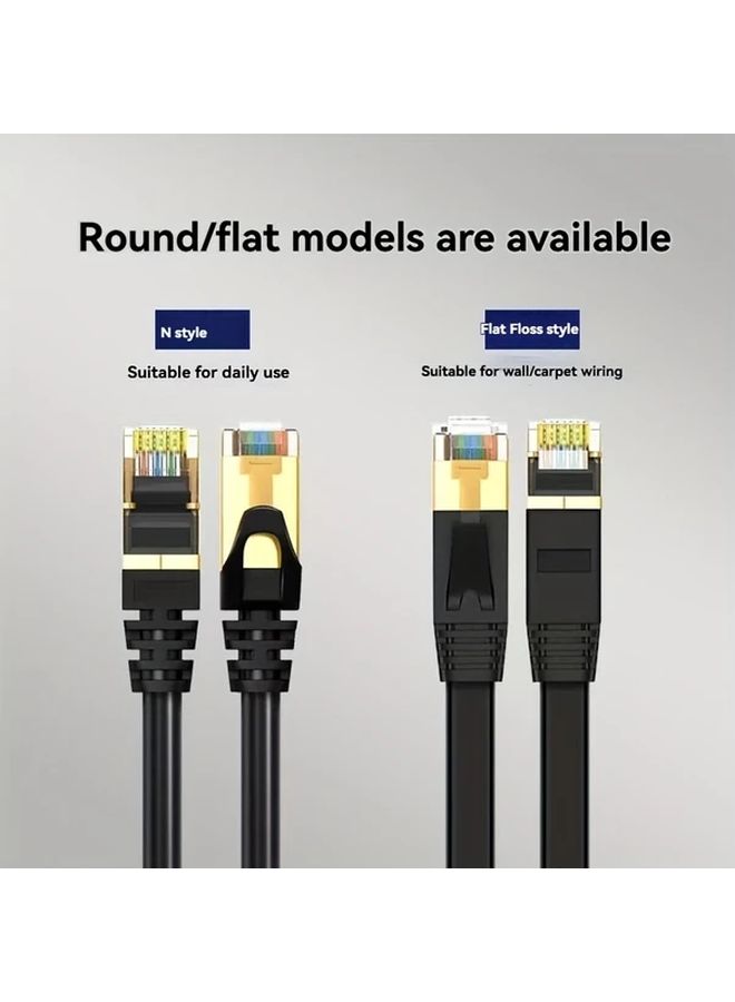 كابل إيثرنت Cat6 بطول 780 بوصة (19.8 متر) مسطح عالي السرعة للاستخدام الخارجي والداخلي، مع توصيل كريستالي للراوتر والموديم والمحول. - Image 4