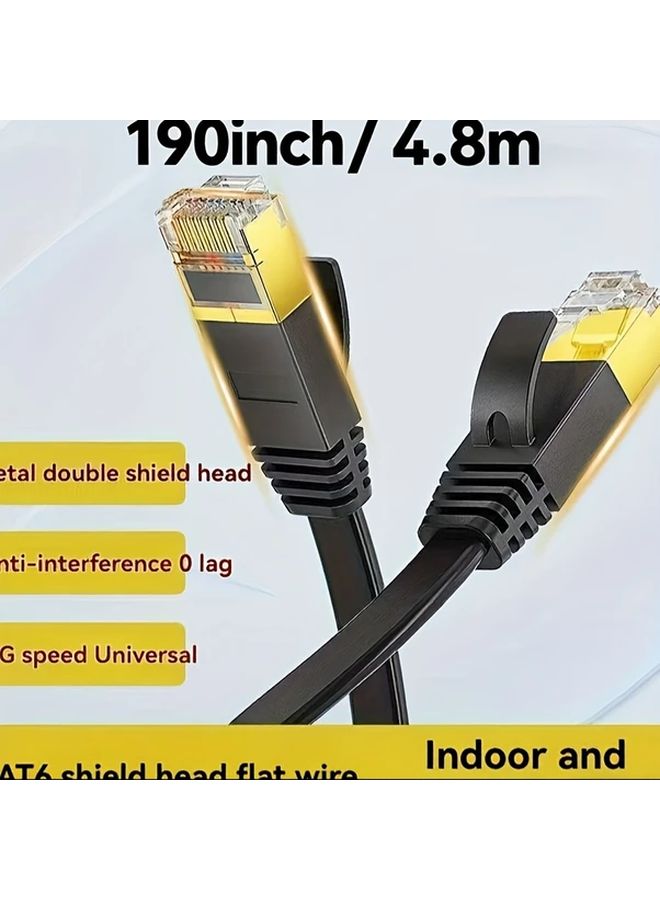 كابل إيثرنت Cat6 بطول 780 بوصة (19.8 متر) مسطح عالي السرعة للاستخدام الخارجي والداخلي، مع توصيل كريستالي للراوتر والموديم والمحول. - Image 3