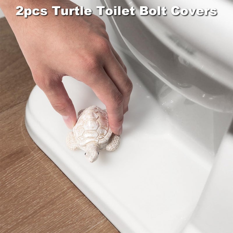 YLOVAN Turtle Toilet Bolt Covers Decorative Toilet Screw Cover Caps, Sea Turtle Bathroom Decor Toilet Caps for Bottom of Toilet, Toilet Knob Covers for Bottom of Toilet White Turtle Toilet Decor Coastal 2pcs - Image 3