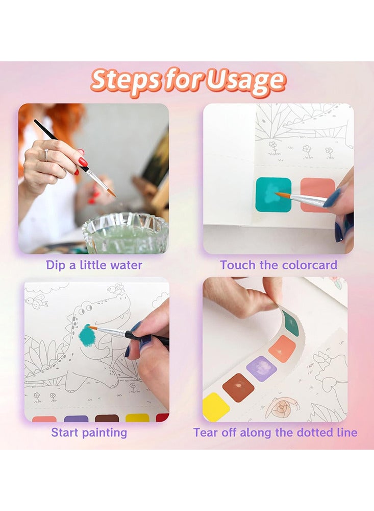 Drawing Coloring Book with Magic Watercolors and Brush, Creative Coloring Book for Kids, Consisting of 20 Pages in the Style of Forest Animals - Image 4
