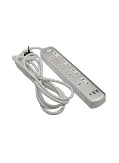 GREEN HOME Power Extension Cord  4 Sockets 2USB  1 Type C  3M Cable Length Silver  - Image 3