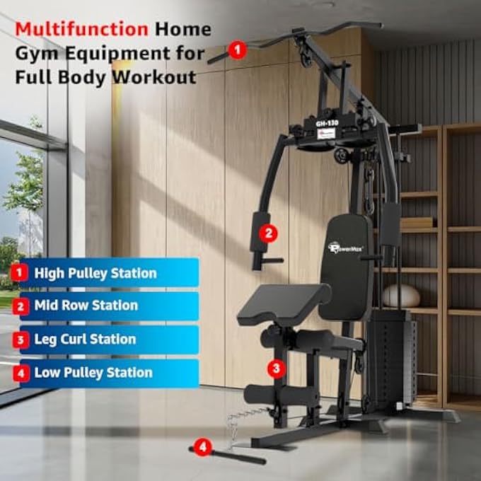 rayihni Gh-130 Multifunction Home Gym Workout Machine | Weight 61 Kgs/135Lbs | Adjustable Weight | Arm Pad | Breathable Back Cushion | Compact Design Multi-Station Gym | Home Fitness System - Image 5