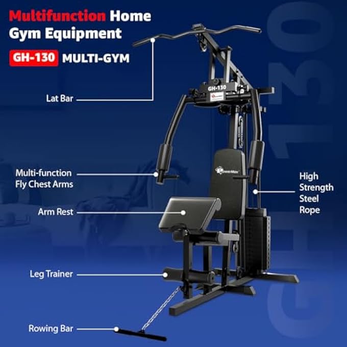rayihni Gh-130 Multifunction Home Gym Workout Machine | Weight 61 Kgs/135Lbs | Adjustable Weight | Arm Pad | Breathable Back Cushion | Compact Design Multi-Station Gym | Home Fitness System - Image 4