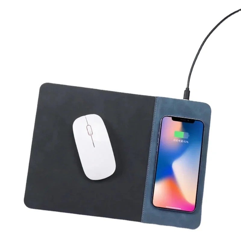 Bluejw 15W Wireless Charging Mouse Pad 2-in-1 PU Leather Desk Pad for Gaming & Office - Fast Charger Mousepad for Computers & Laptops - Image 1