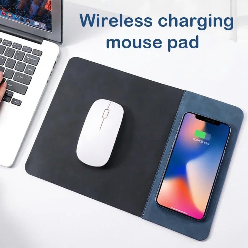 Bluejw 15W Wireless Charging Mouse Pad 2-in-1 PU Leather Desk Pad for Gaming & Office - Fast Charger Mousepad for Computers & Laptops - Image 3