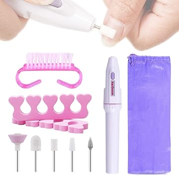 RuiChy 5in1 Electric Manicure Set Nail Drill File Grinder Grooming Kit with Nail Brush and Foam Toe Separators Callus Remover Nail Buffer Polisher Nail Art Pedicure Kit for Home Salon by RuiChy - Image 1