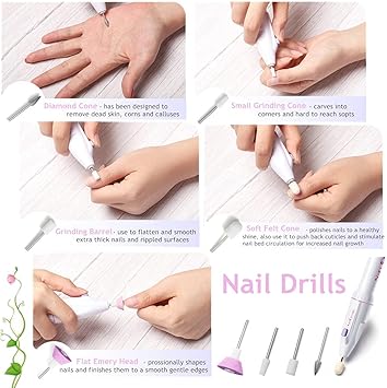 RuiChy 5in1 Electric Manicure Set Nail Drill File Grinder Grooming Kit with Nail Brush and Foam Toe Separators Callus Remover Nail Buffer Polisher Nail Art Pedicure Kit for Home Salon by RuiChy - Image 3