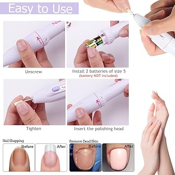 RuiChy 5in1 Electric Manicure Set Nail Drill File Grinder Grooming Kit with Nail Brush and Foam Toe Separators Callus Remover Nail Buffer Polisher Nail Art Pedicure Kit for Home Salon by RuiChy - Image 5