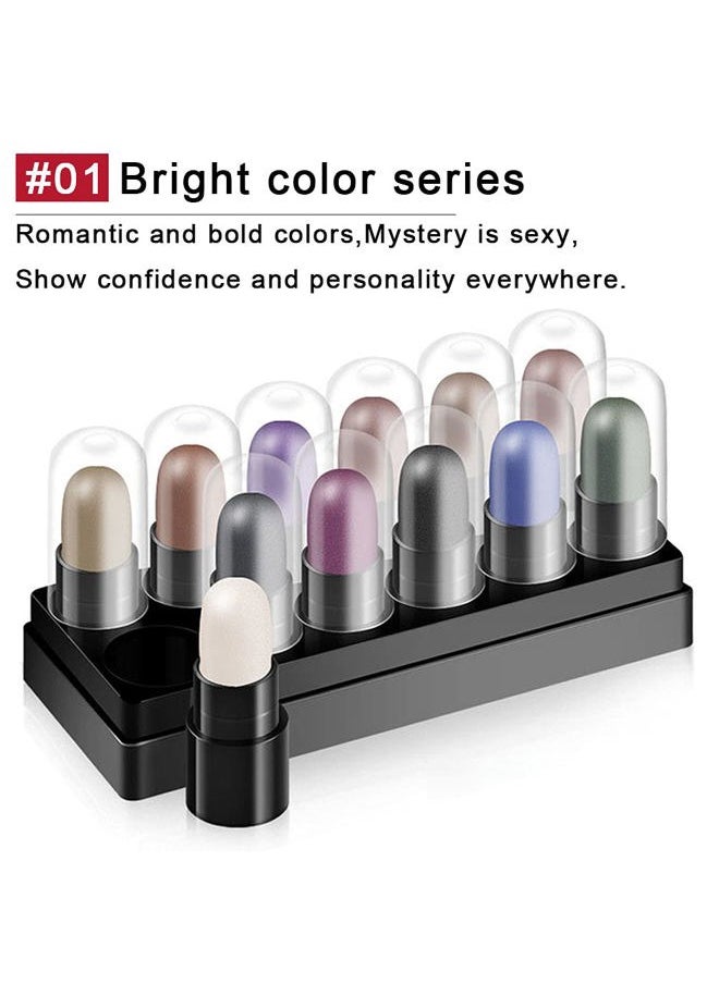 AMY'S DIARY - 12 Colors Glitter Eyeshadow Stick Pen Makeup Set, Smoky Eye Shadow Pencil Crayon DNM Waterproof Gold Gray Silver White Blue Brown Green Cream Eye Glitter Eyeshadow Stick Set - Image 1