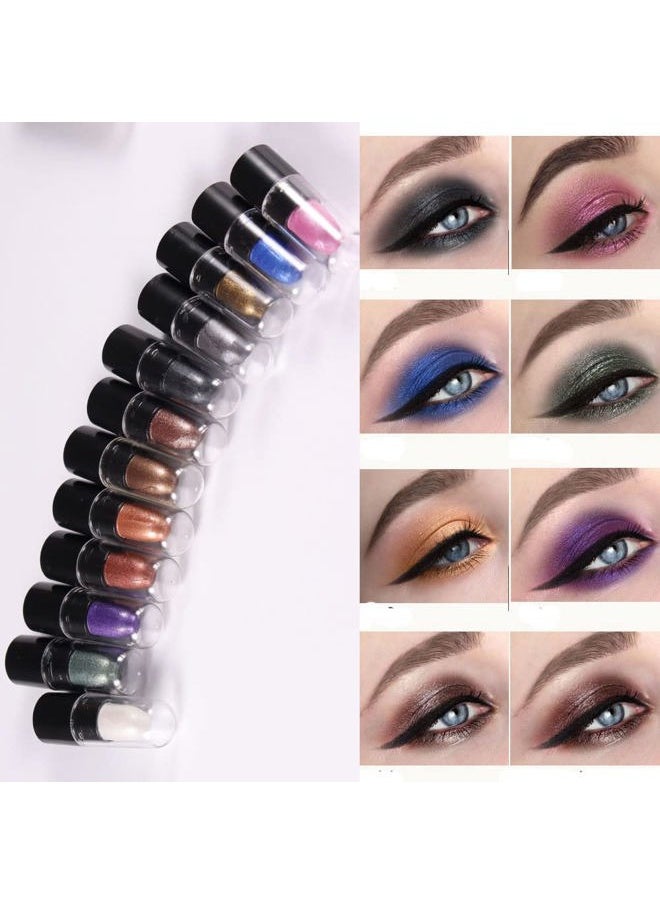 AMY'S DIARY - 12 Colors Glitter Eyeshadow Stick Pen Makeup Set, Smoky Eye Shadow Pencil Crayon DNM Waterproof Gold Gray Silver White Blue Brown Green Cream Eye Glitter Eyeshadow Stick Set - Image 1
