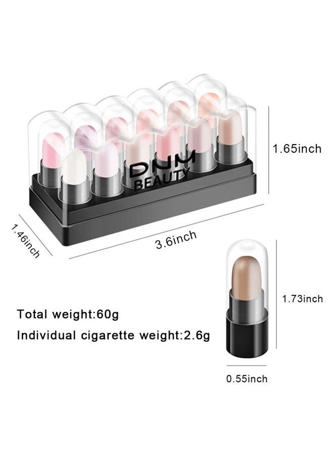 AMY'S DIARY - 12 Colors Glitter Eyeshadow Stick Pen Makeup Set, Smoky Eye Shadow Pencil Crayon DNM Waterproof Gold Gray Silver White Blue Brown Green Cream Eye Glitter Eyeshadow Stick Set - Image 1