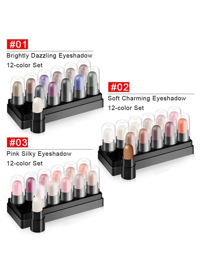 AMY'S DIARY - 12 Colors Glitter Eyeshadow Stick Pen Makeup Set, Smoky Eye Shadow Pencil Crayon DNM Waterproof Gold Gray Silver White Blue Brown Green Cream Eye Glitter Eyeshadow Stick Set - Image 1