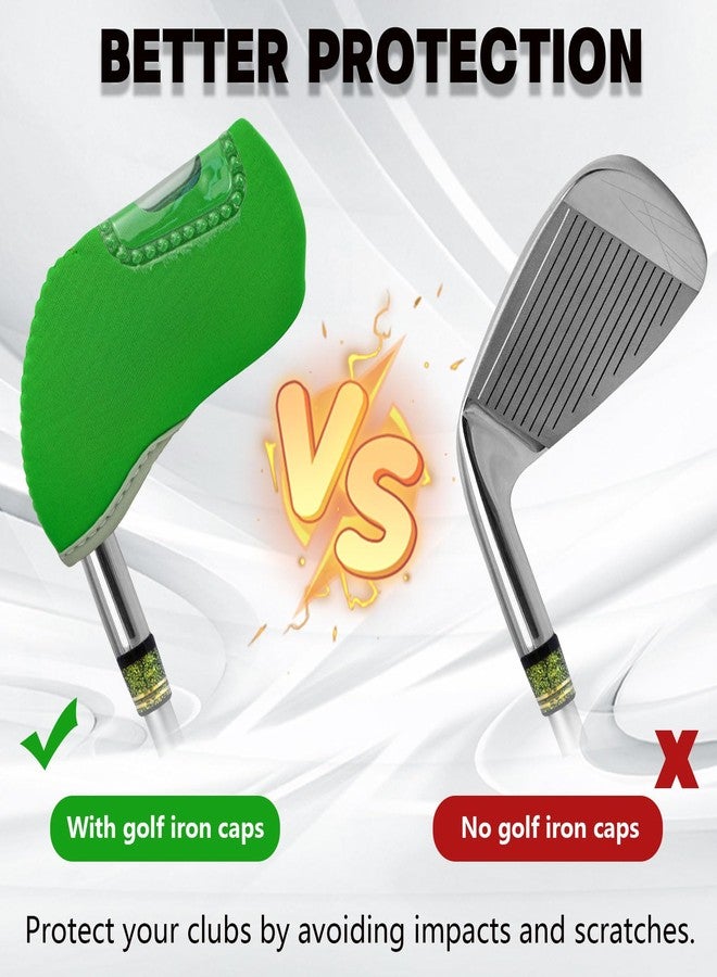 Huakaile 10Pcs Golf Covers Golf Wedge Headcovers Golf Club with See Through Window Clear Visible Head Covers Golf Accessories for Putters, Golf Beginner, Women Men (Green) - Image 3