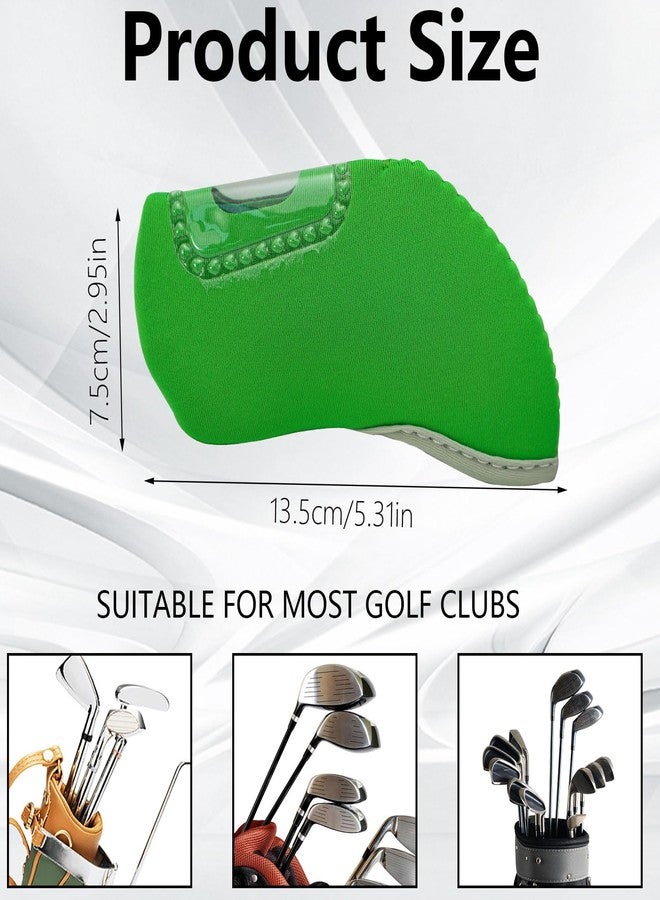 Huakaile 10Pcs Golf Covers Golf Wedge Headcovers Golf Club with See Through Window Clear Visible Head Covers Golf Accessories for Putters, Golf Beginner, Women Men (Green) - Image 2