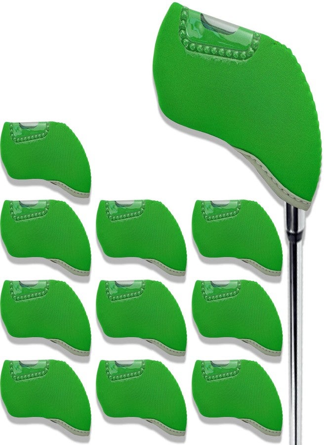 Huakaile 10Pcs Golf Covers Golf Wedge Headcovers Golf Club with See Through Window Clear Visible Head Covers Golf Accessories for Putters, Golf Beginner, Women Men (Green) - Image 1