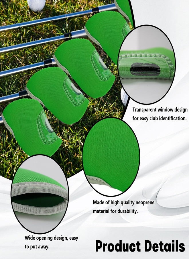 Huakaile 10Pcs Golf Covers Golf Wedge Headcovers Golf Club with See Through Window Clear Visible Head Covers Golf Accessories for Putters, Golf Beginner, Women Men (Green) - Image 4