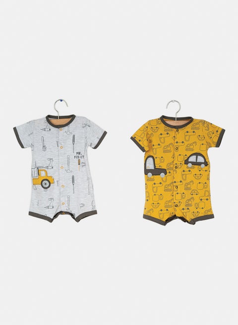 Baby Boy Car & tools Printed Summer Cotton Romper